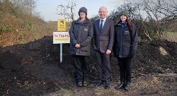 Cleared fly-tipping site at New Drove, Wisbech, visit with police and crime commissioner
