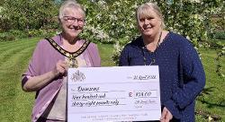Chairman Cllr Barber cheque presentation to Damsons